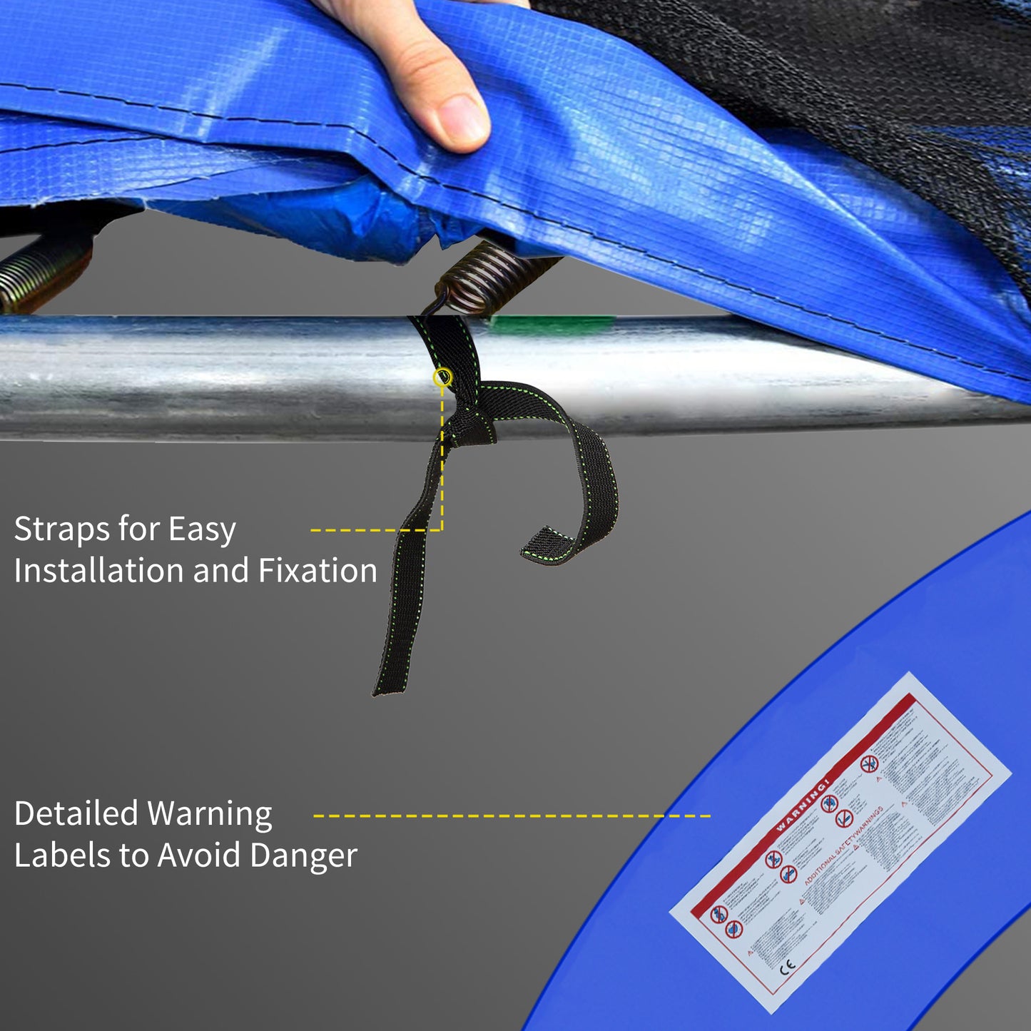 HOMCOM 12FT Trampoline Spring Cover, Plastic Trampoline Pad Replacement Safety Guard, Multicoloured