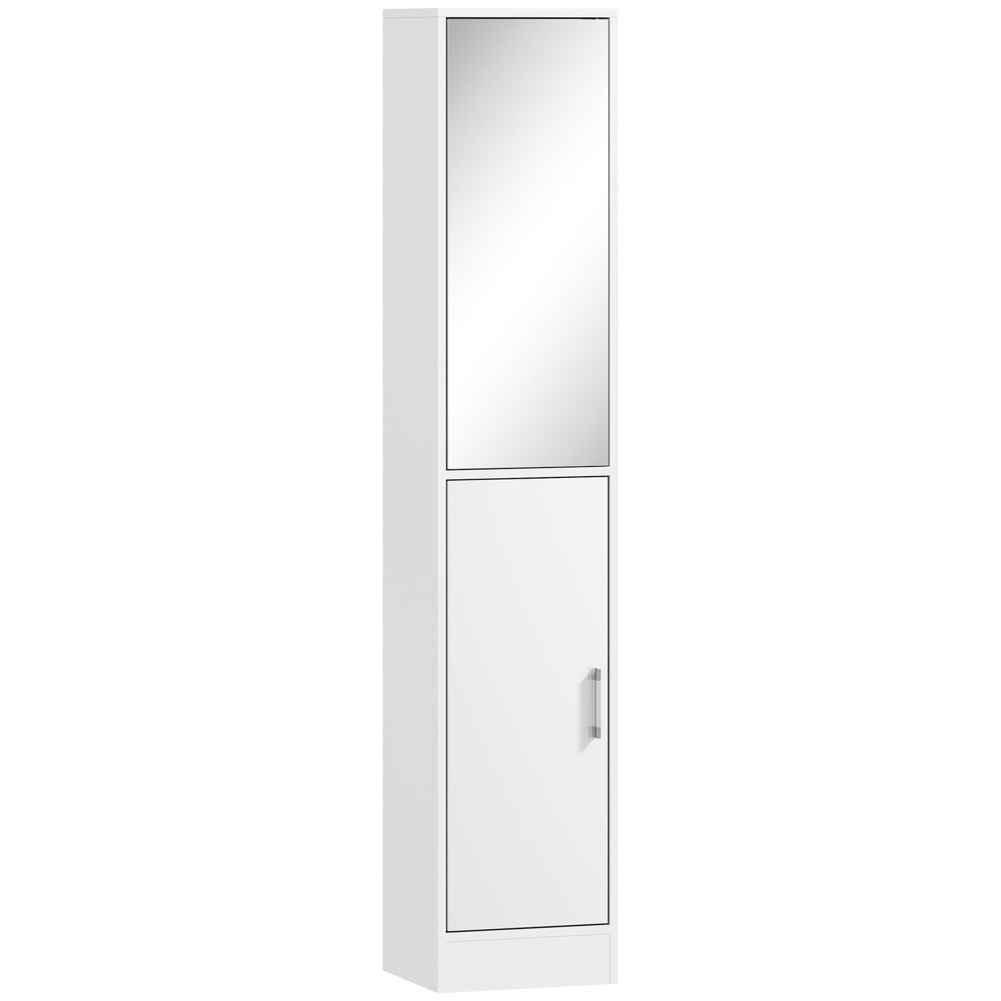 Photo of kleankin Tall Bathroom Cabinet with Mirror and Adjustable Shelf - White in White colour on a white background