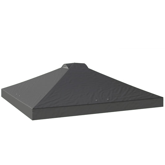 Photo of Outsunny Gazebo Roof Replacement UV50+ Waterproof Pop Up Canopy Cover with 8 Drainage Holes 3 x 3 m Dark Grey in Grey colour on a white background