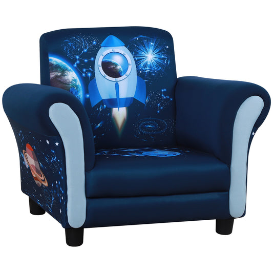 Photo of HOMCOM Child Armchair Kids Mini Sofa Chair with Armrest, 59.5 x 43 x 46.5cm, Blue in Blue colour on a white background