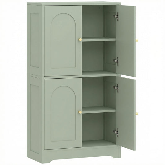 Photo of HOMCOM 4-Door Kitchen Storage Cabinet with Adjustable Shelves - Green in Green colour on a white background
