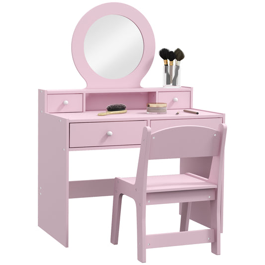 Photo of AIYAPLAY Kids Dressing Table Set Kids Make up Table with Stool and Mirror, Storage Drawers, Gift for Aged 3-8 in 3-8 colour on a white background