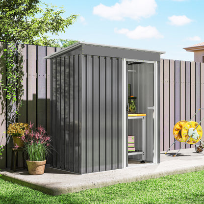 Outsunny steel garden shed with open sliding door