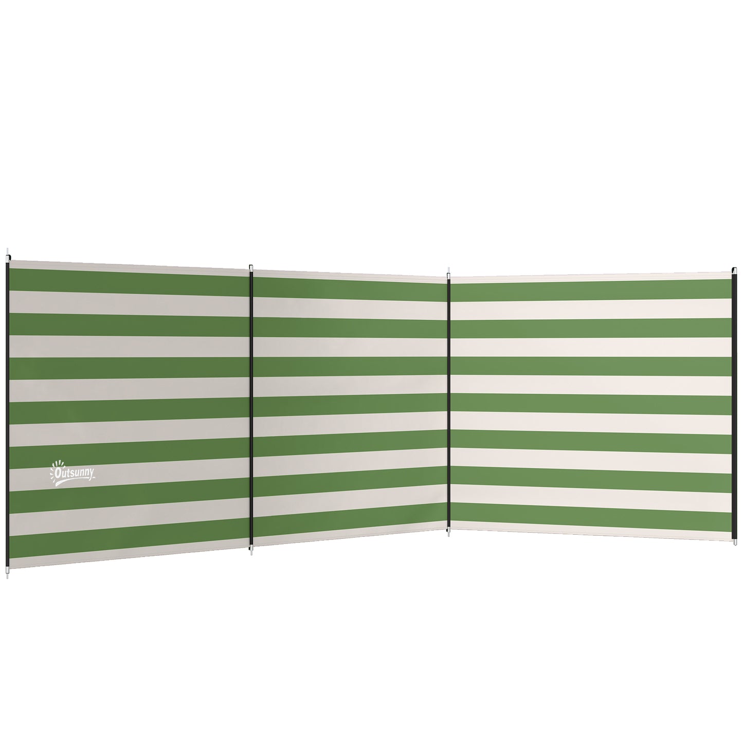 Photo of Outsunny 4 Pole Camping Windbreaks, Beach Wind Shield Shelter with Carry Bag and Steel Poles, 540cm x 150cm, Army Green in Green colour on a white background
