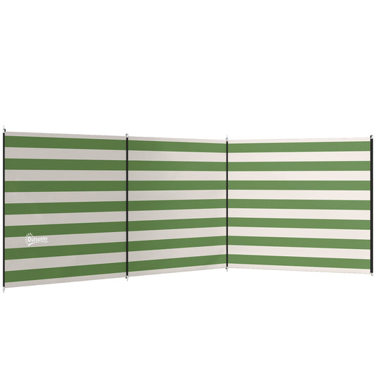 Photo of Outsunny 4 Pole Camping Windbreaks, Beach Wind Shield Shelter with Carry Bag and Steel Poles, 540cm x 150cm, Army Green in Green colour on a white background