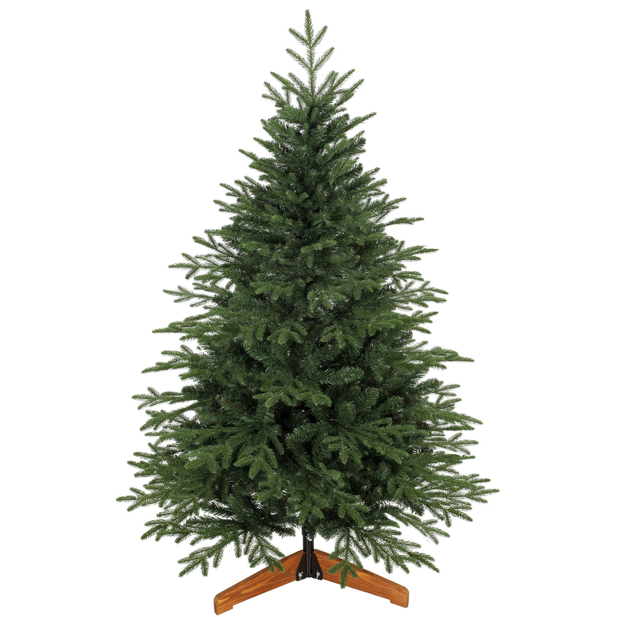 Photo of HOMCOM 150cm Artificial Christmas Tree Full Hinged Xmas Tree Solid Pine Wood Stand, Green in Green colour on a white background