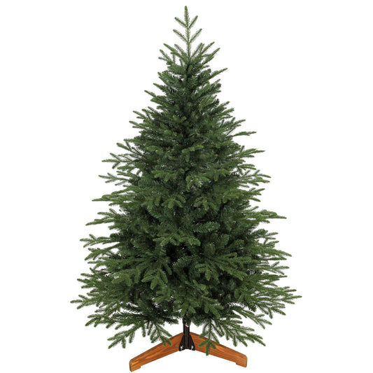 Photo of HOMCOM 150cm Artificial Christmas Tree Full Hinged Xmas Tree Solid Pine Wood Stand, Green in Green colour on a white background
