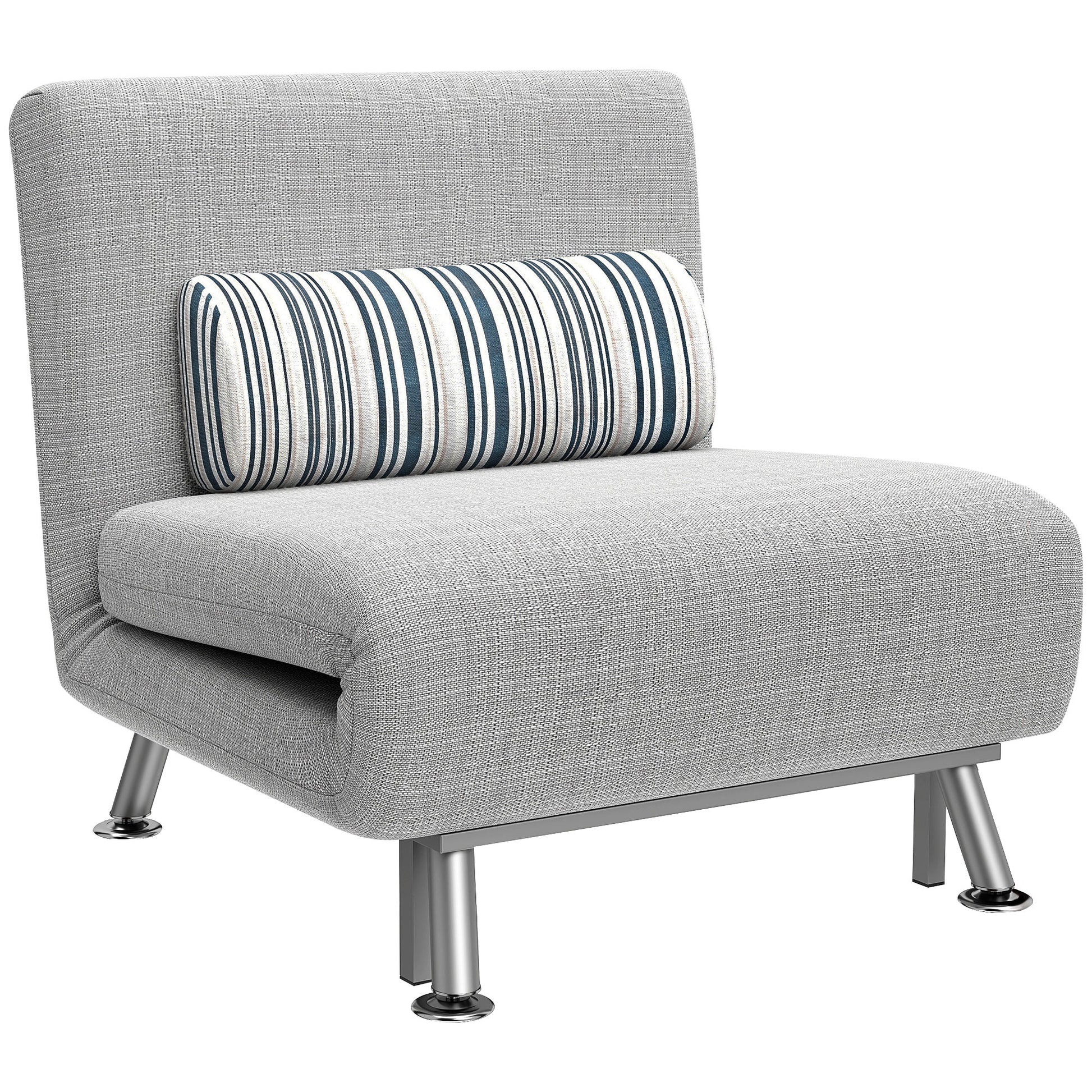 Photo of HOMCOM Single Sofa Bed, 1 Person Sleeper Foldable Lounge with Pillow, Light Grey in Grey colour on a white background