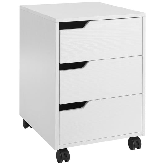Photo of HOMCOM 3 Drawer Mobile File Cabinet, Vertical Filing Cabinet with Wheels for Home Office, White in White colour on a white background