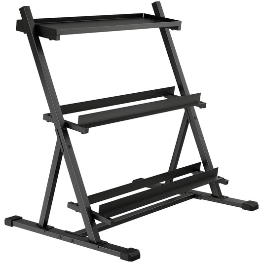 Photo of SPORTNOW 3-Tier Adjustable Dumbbell Rack, Heavy-Duty Weight Rack for Dumbbells, Kettlebells and Multiple Balls, Space-Saving Weight Storage Stand for Home Gym, 200 KG Capacity in Capacity colour on a white background