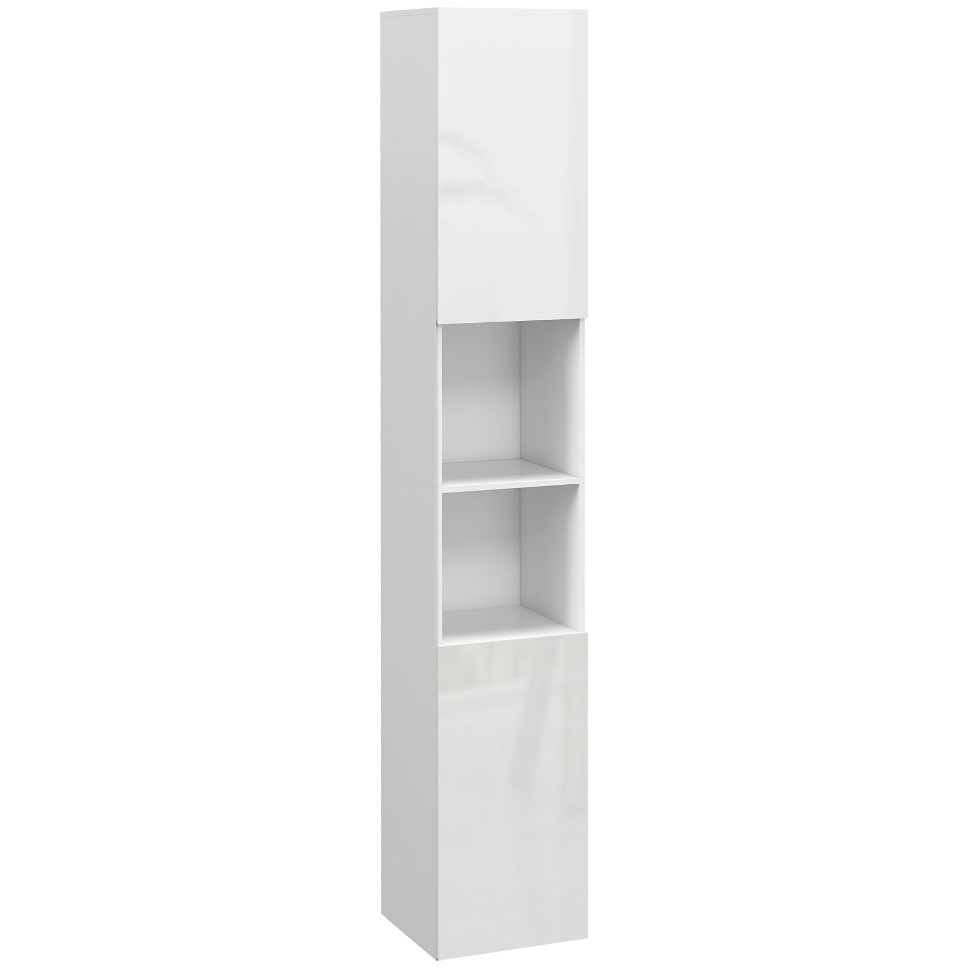 Photo of kleankin Multi-Storage Slim Bathroom Cabinet - High Gloss White in White colour on a white background