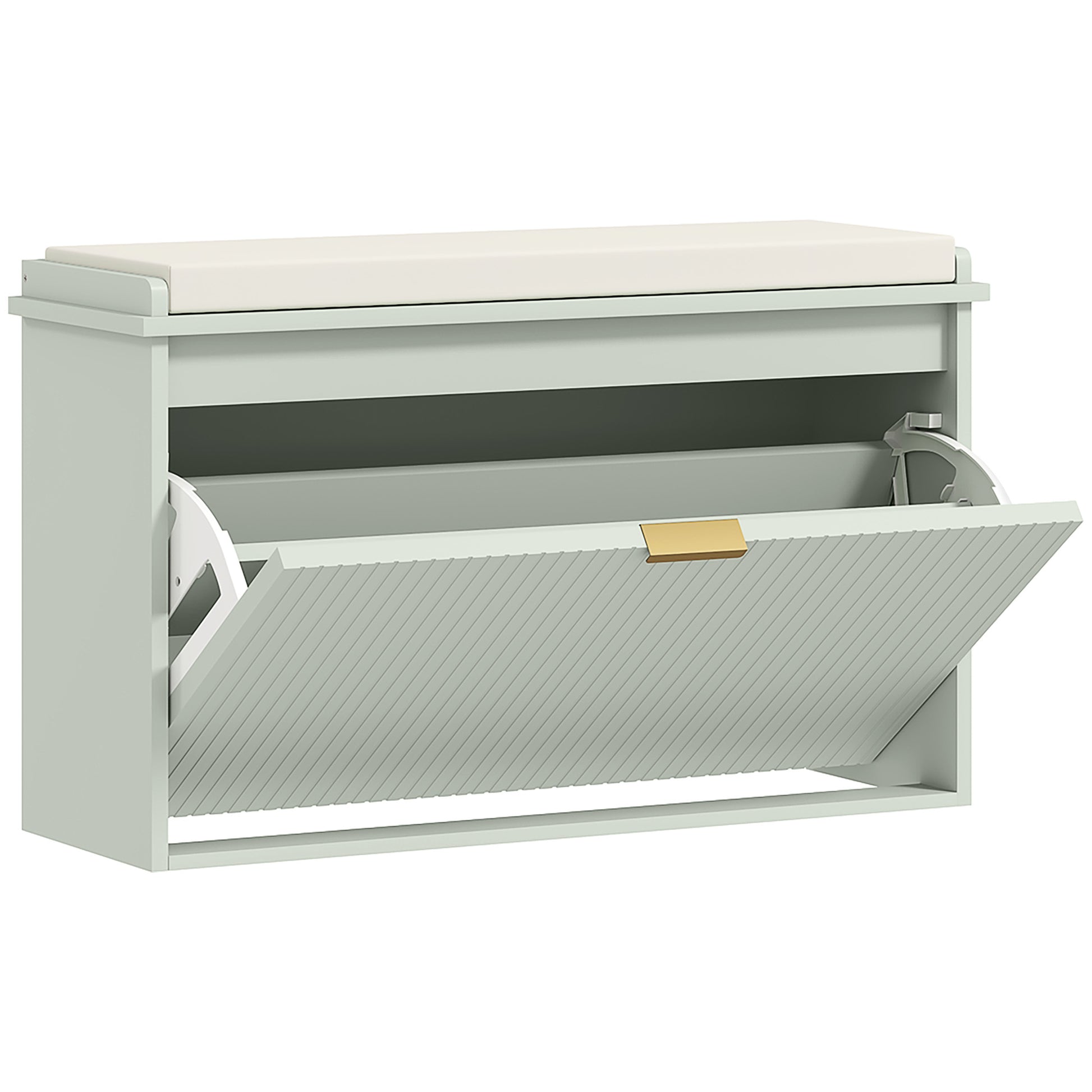 Photo of HOMCOM Elegant Eight Shoe Bench, with Top Seat - Green in Green colour on a white background