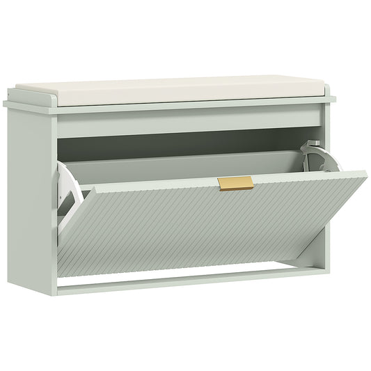 Photo of HOMCOM Elegant Eight Shoe Bench, with Top Seat - Green in Green colour on a white background