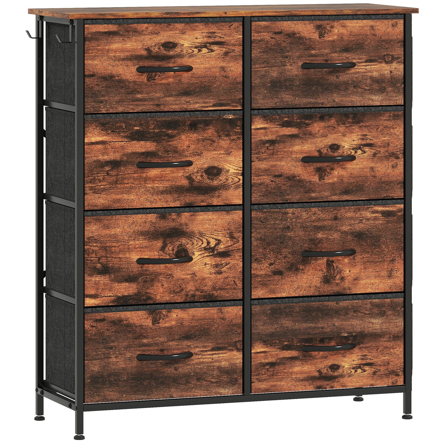 Photo of HOMCOM Chest of Eight Fabric Drawers - Rustic Brown in Brown colour on a white background