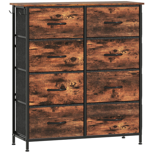 Photo of HOMCOM Chest of Eight Fabric Drawers - Rustic Brown in Brown colour on a white background