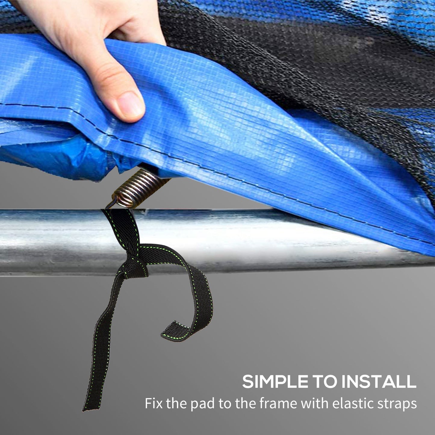 SPORTNOW 12FT Trampoline Spring Cover, Plastic Trampoline Pad Replacement with Elastic Cord, Waterproof, UV Resistant and Tear-Resistant, Multi-Colored