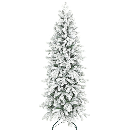 Photo of HOMCOM 6ft Flocked Artificial Christmas Tree in Tree colour on a white background