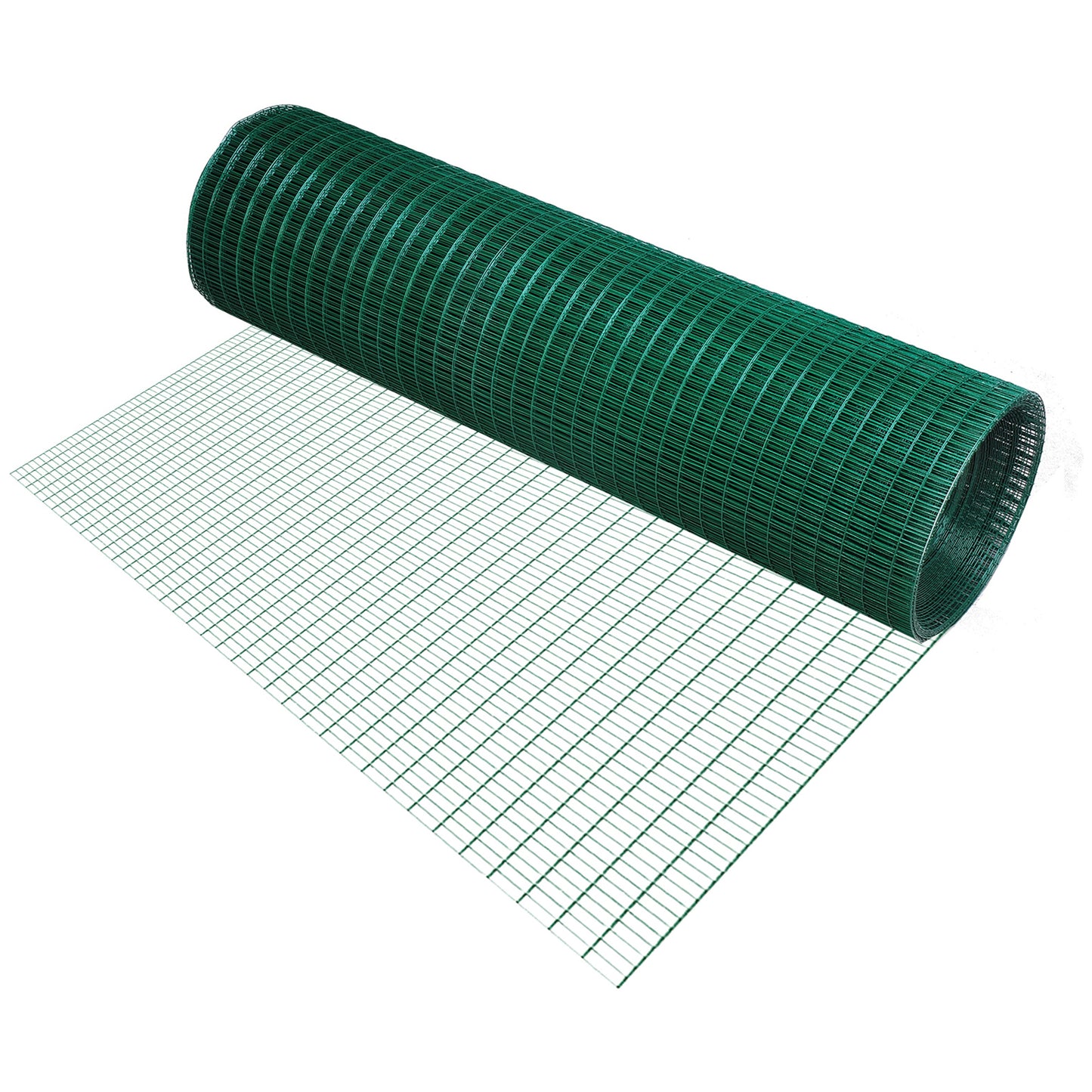 Photo of Pawhut PVC Coated Welded Wire Mesh Fencing Chicken Poultry Aviary Fence Run Hutch Pet Rabbit 30m Dark Green in Green colour on a white background