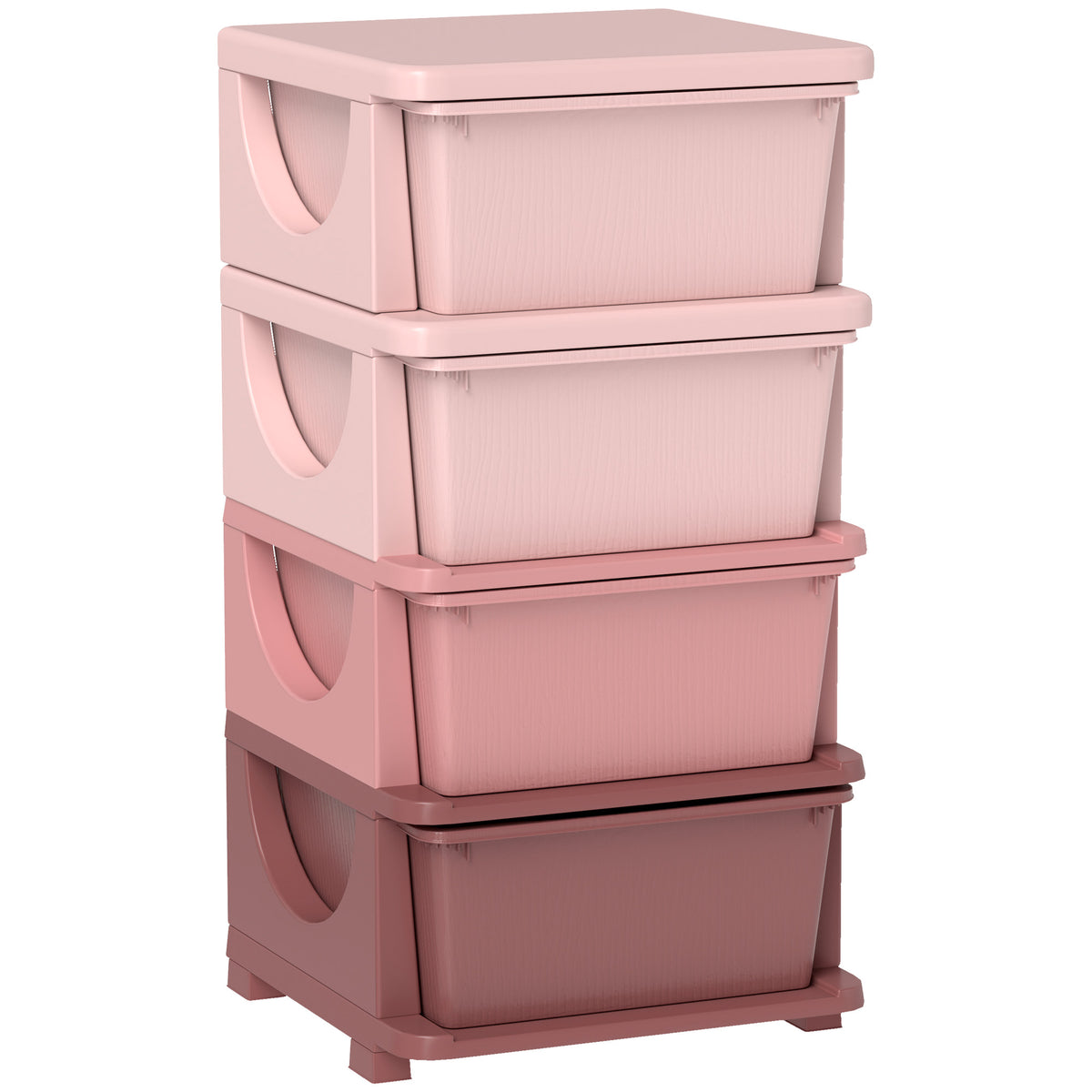 Photo of HOMCOM Four-Tier Kids Storage Boxes, with Four Drawers, Pink in Pink colour on a white background