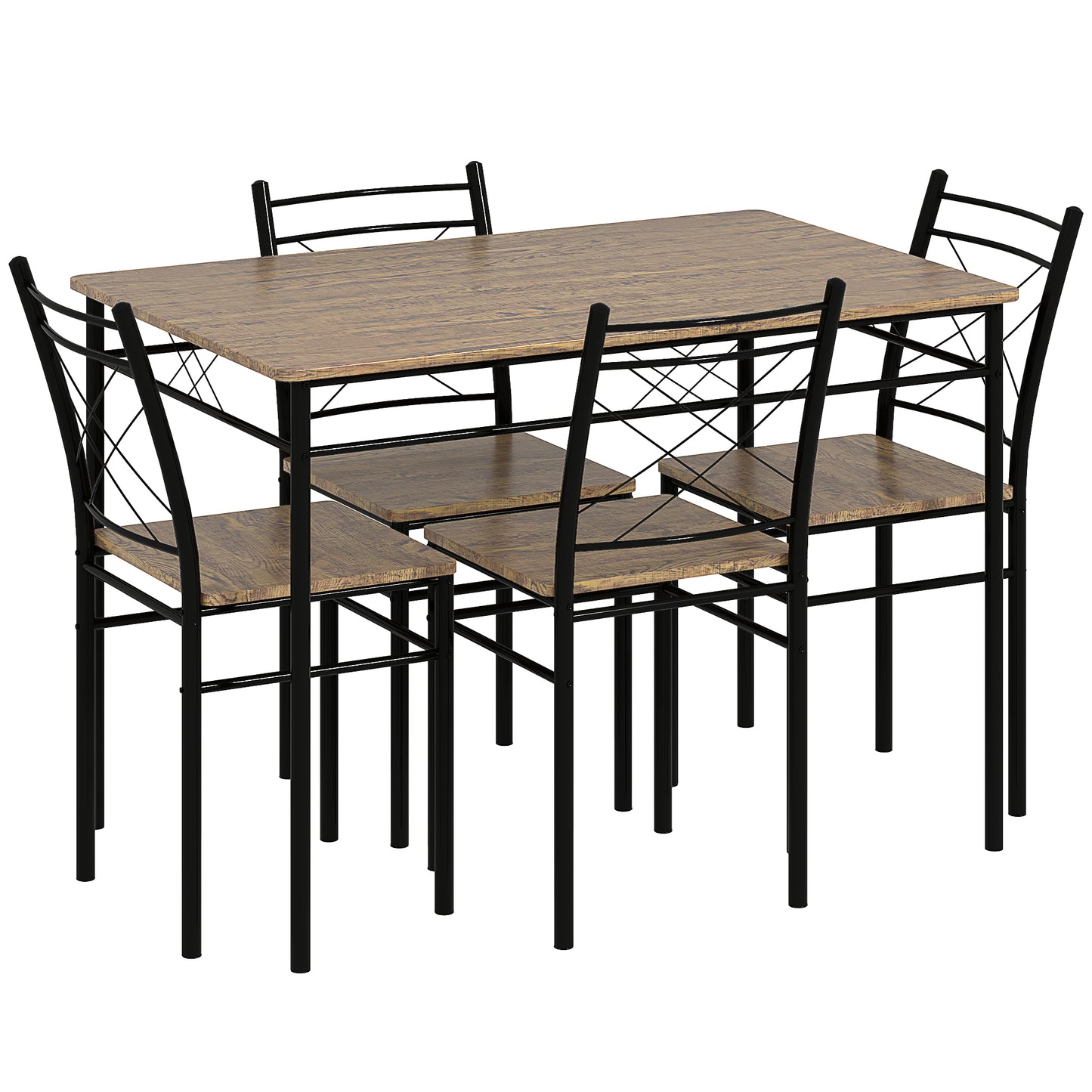 Photo of HOMCOM Five-Piece Minimal Dining Set - Oak-Effect/Black in Oak-Effect/Black colour on a white background