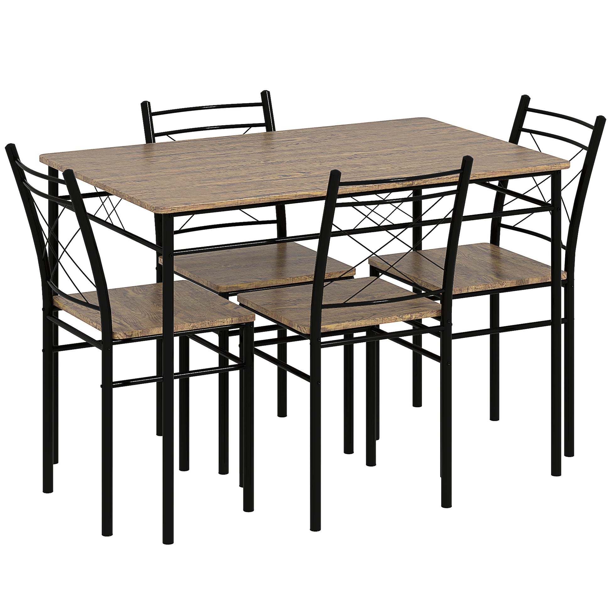Photo of HOMCOM Five-Piece Minimal Dining Set - Oak-Effect/Black in Oak-Effect/Black colour on a white background