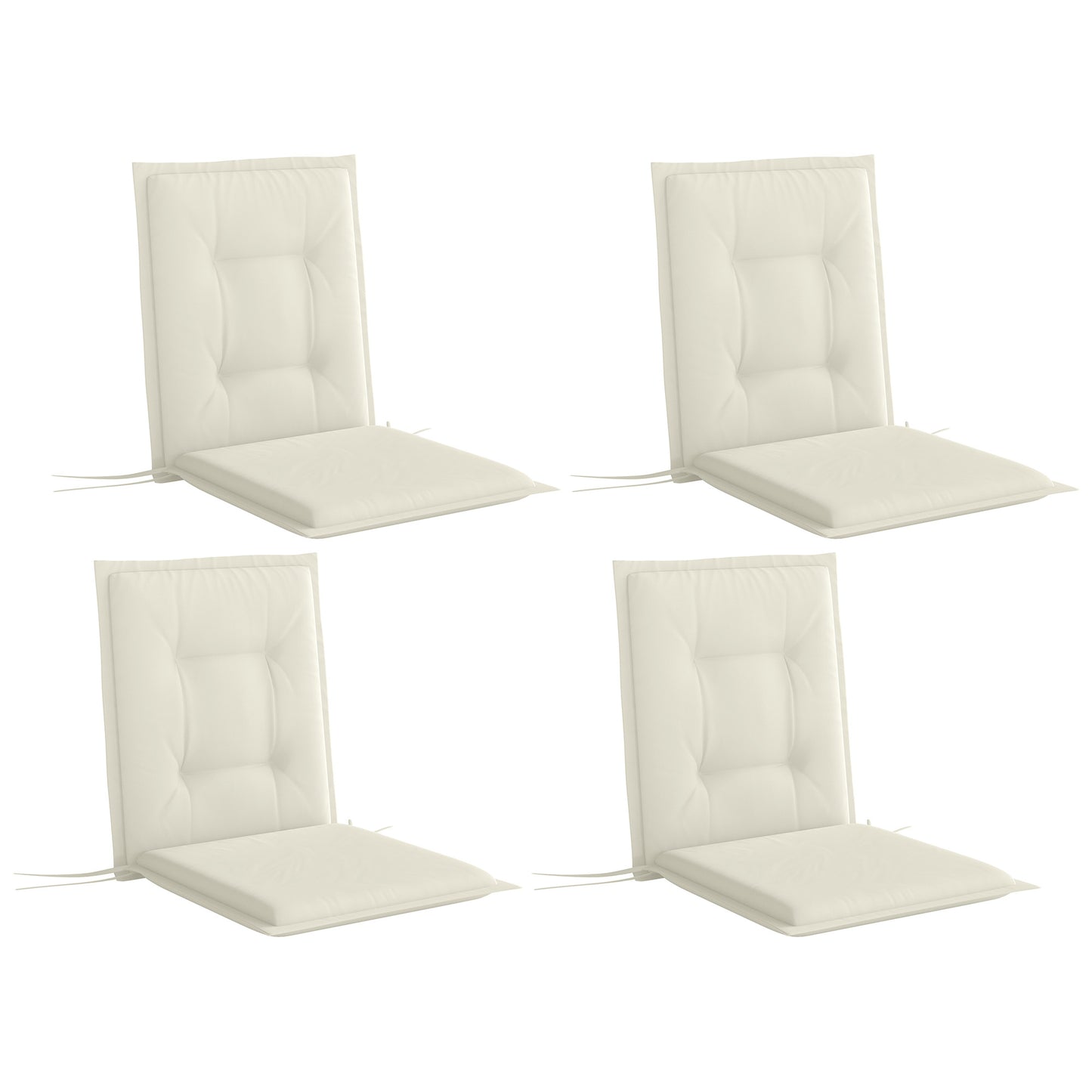 Photo of Outsunny Set of Four Padded Garden Seat Cushions - White in White colour on a white background