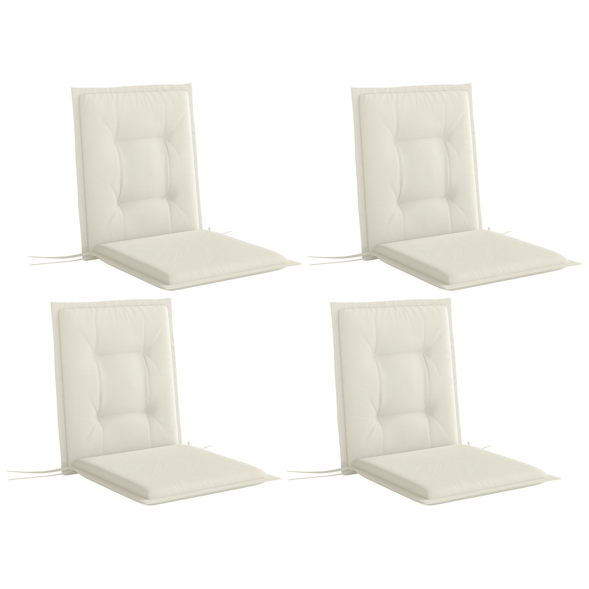 Photo of Outsunny Set of Four Padded Garden Seat Cushions - White in White colour on a white background