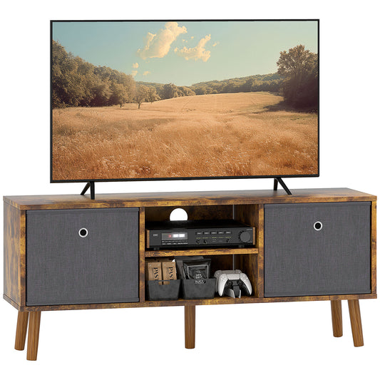Photo of HOMCOM TV Cabinet Stand Unit for TVs up to 50'' with Foldable Drawers, Entertainment Centre for Living Room Rustic Brown in Brown colour on a white background