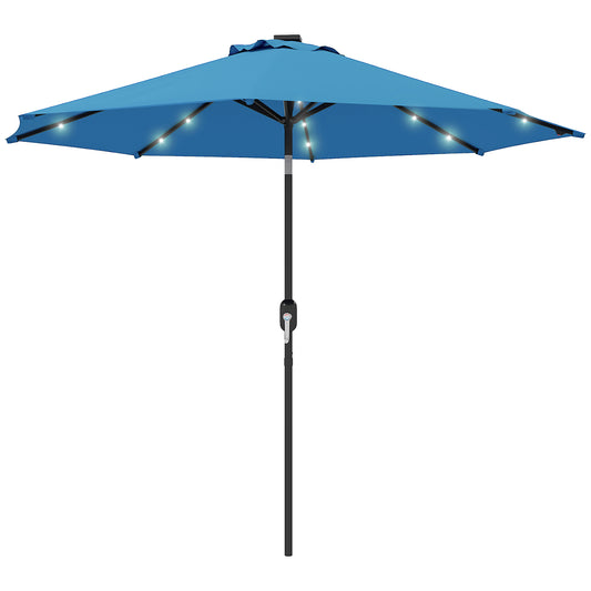 Photo of Outsunny 2.7m LED Light Parasol Umbrella - Blue in Blue colour on a white background