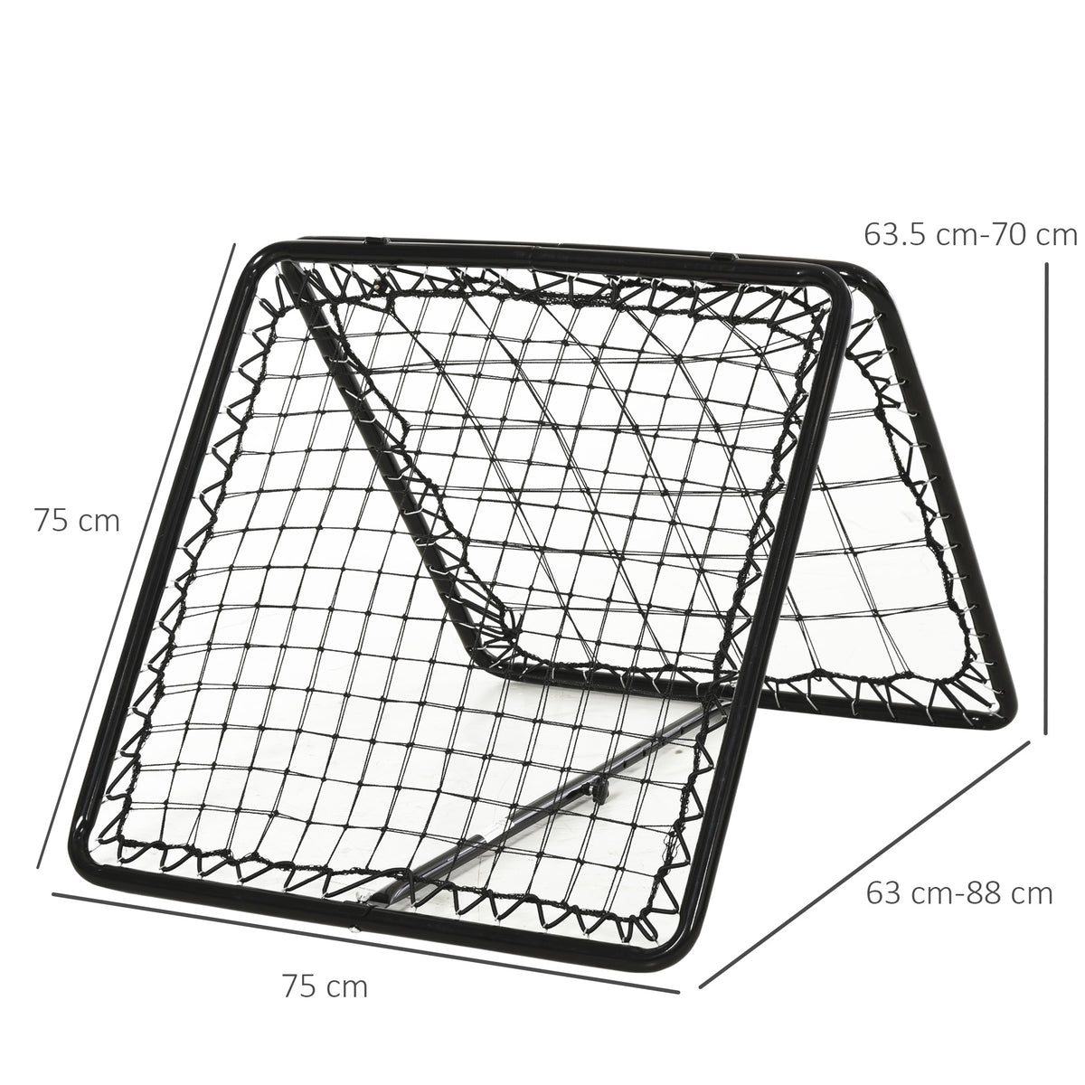 HOMCOM adjustable double-sided rebounder net with black frame and angled support legs