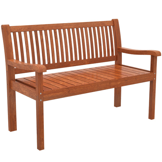 Photo of Outsunny Garden Bench 2 Seater, Wooden Outdoor Bench with Waterproof Cover, Garden Seat with Ergonomic Backrest in Backrest colour on a white background
