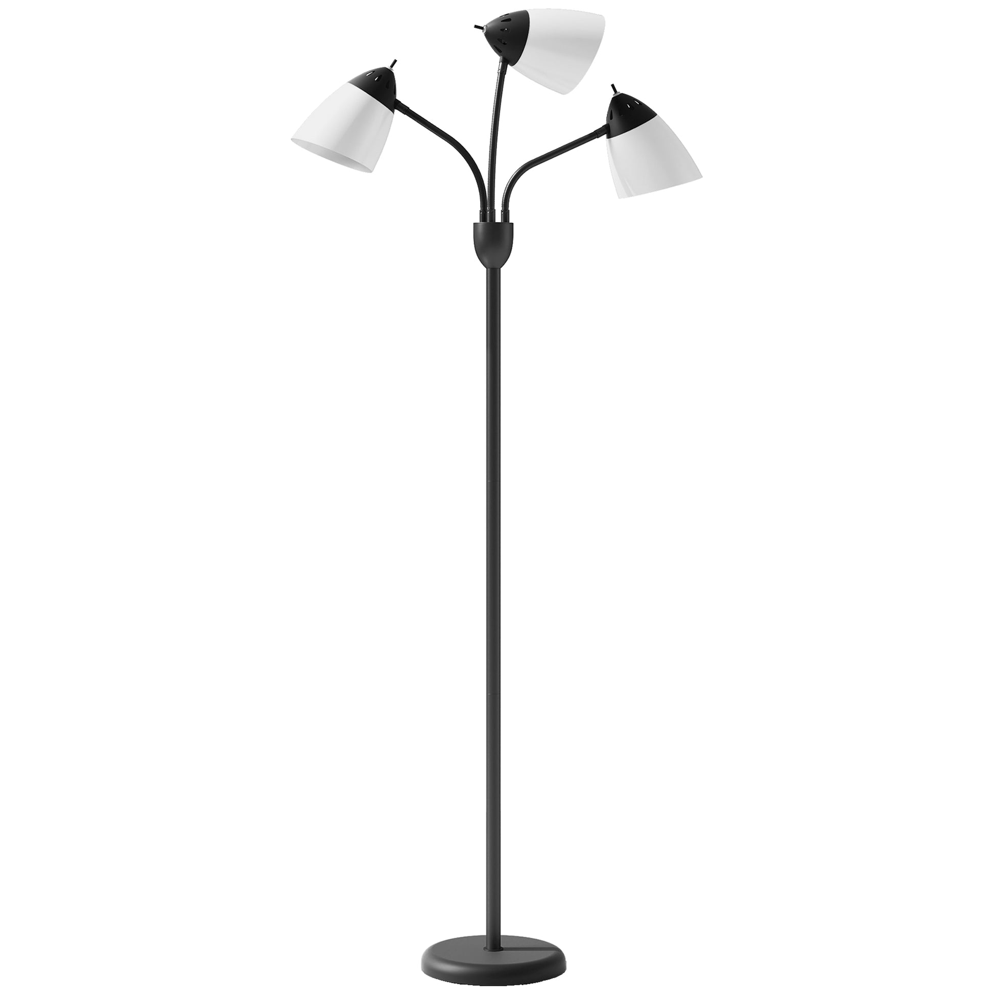 Photo of HOMCOM Arc Tree Floor Lamp with 3 Adjustable Rotating Lights and 3000K/4500K/6500K Colour Temperatures, Industrial Standing Lamp with Steel Frame for Bedroom Living Room, 155cm, Black in Black colour on a white background