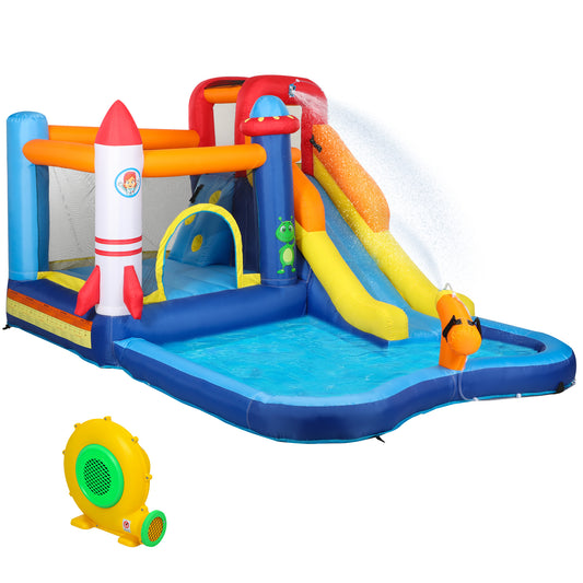 Photo of AIYAPLAY 5 in 1 Bouncy Castle for Children with 550W Blower, Water Slide, Splash Pool, Jumping Area, Climbing Wall, Cannon in Cannon colour on a white background