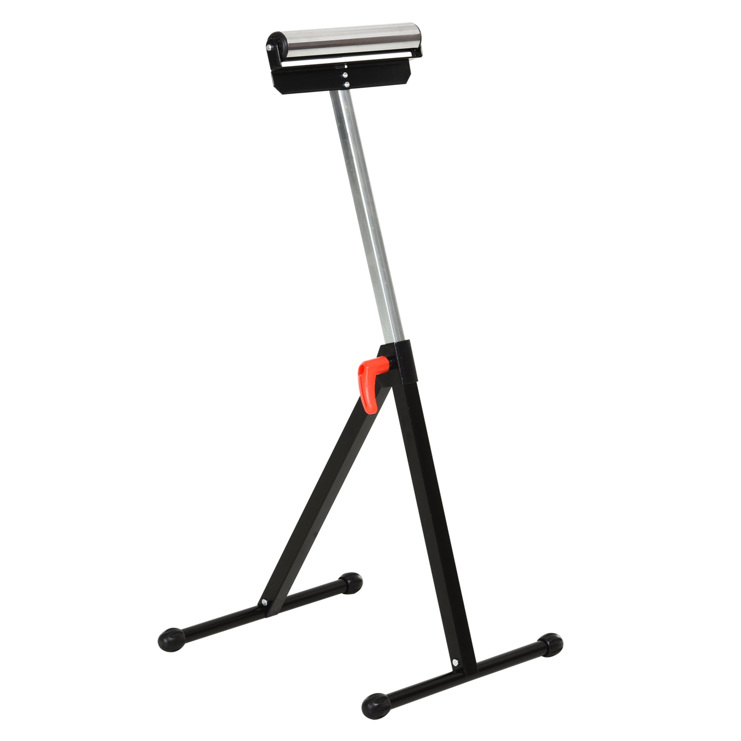 Photo of HOMCOM Folding Roller Stand, Material Support Pedestal with Ball Bearing Roller Height Adjustable Portable, Metal Construction, Black in Black colour on a white background