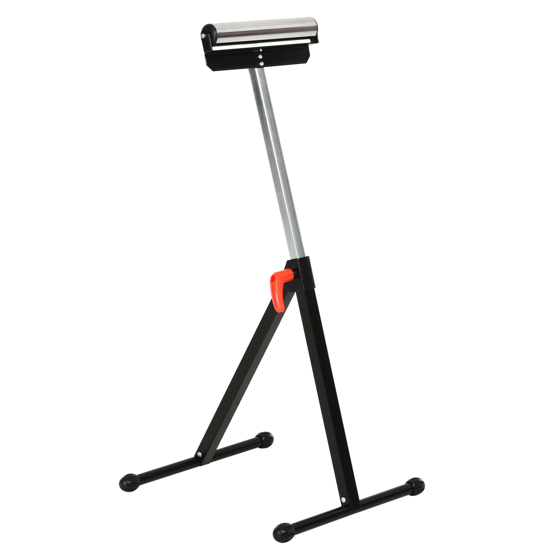 Photo of HOMCOM Folding Roller Stand, Material Support Pedestal with Ball Bearing Roller Height Adjustable Portable, Metal Construction, Black in Black colour on a white background