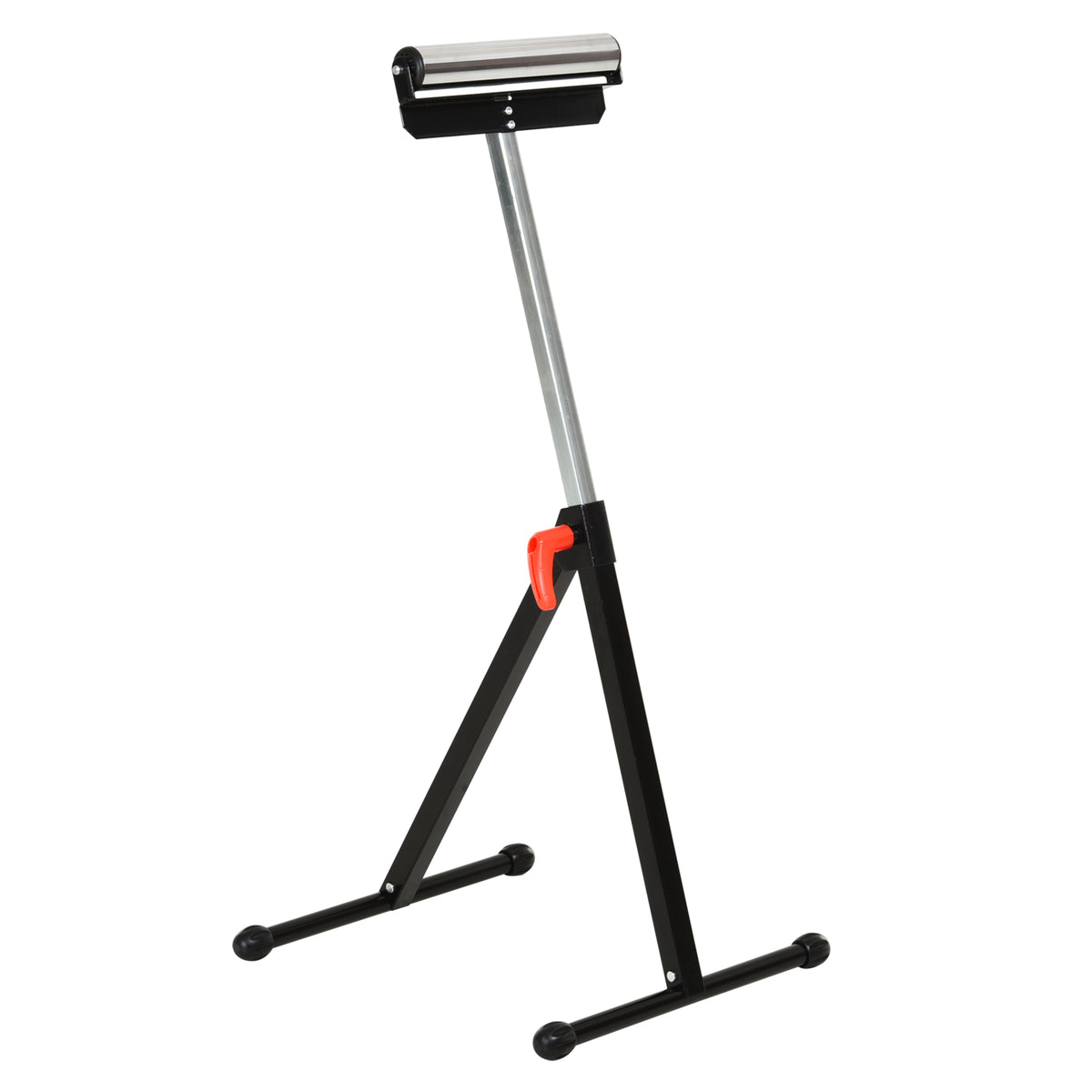 Photo of HOMCOM Folding Roller Stand, Material Support Pedestal with Ball Bearing Roller Height Adjustable Portable, Metal Construction, Black in Black colour on a white background