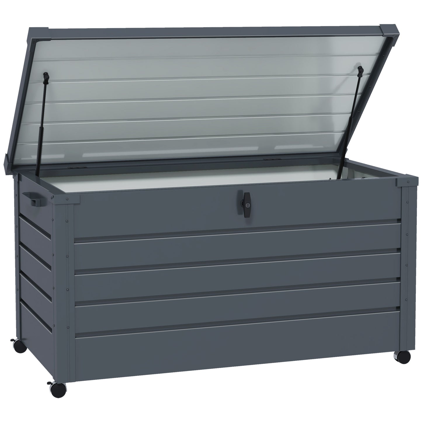 Photo of Outsunny 311L Galvanised Steel Garden Storage Box, with Lock - Dark Grey in Grey colour on a white background