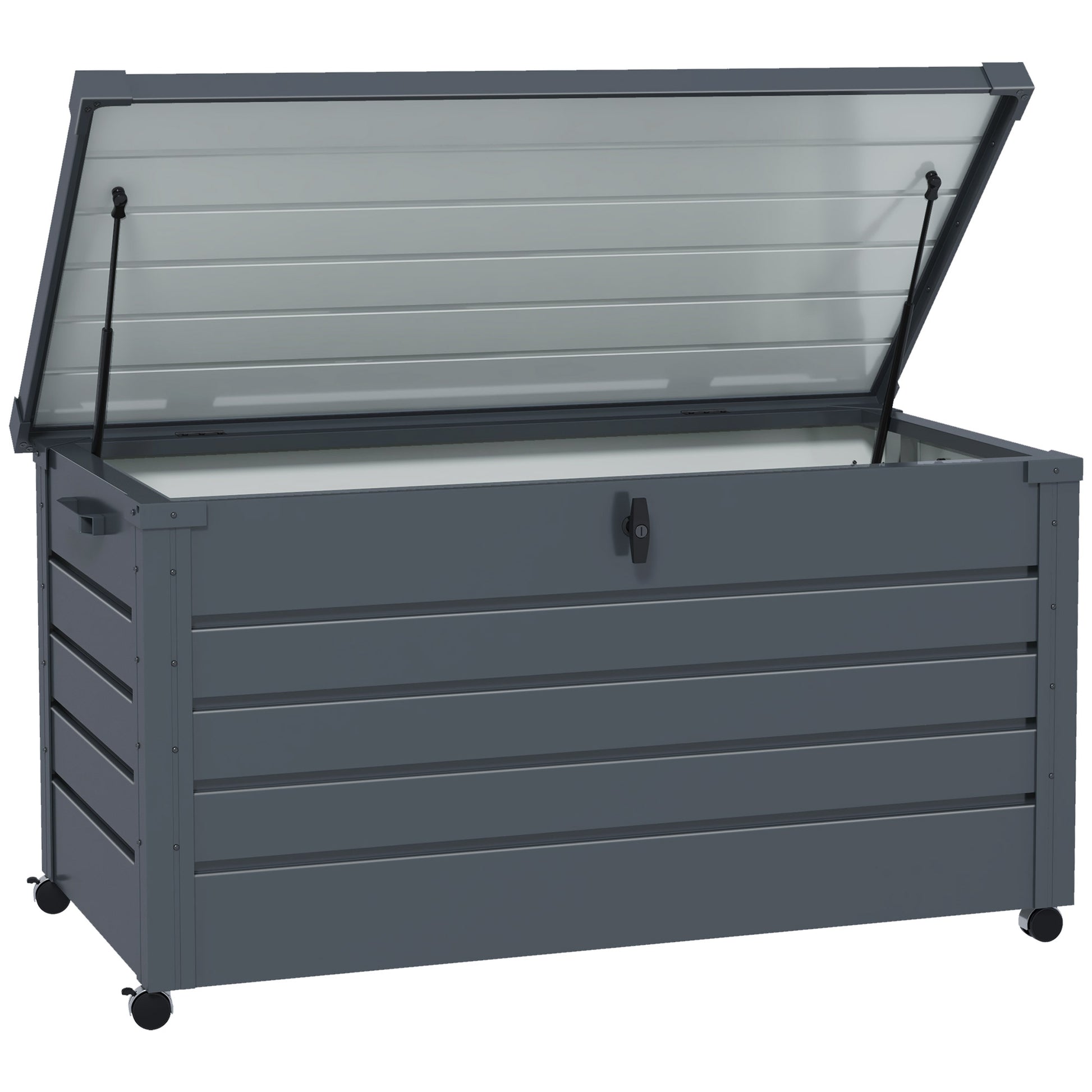 Photo of Outsunny 311L Galvanised Steel Garden Storage Box, with Lock - Dark Grey in Grey colour on a white background