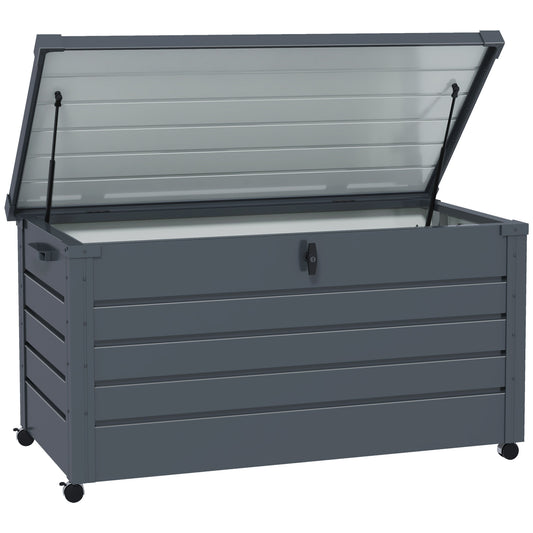 Photo of Outsunny 311L Galvanised Steel Garden Storage Box, with Lock - Dark Grey in Grey colour on a white background