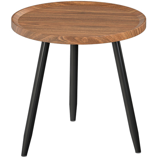 Photo of HOMCOM Modern Round Coffee Table with Steel Frame for Small Space, Sofa Beside, Living Room, Chestnut Wood Effect in Effect colour on a white background
