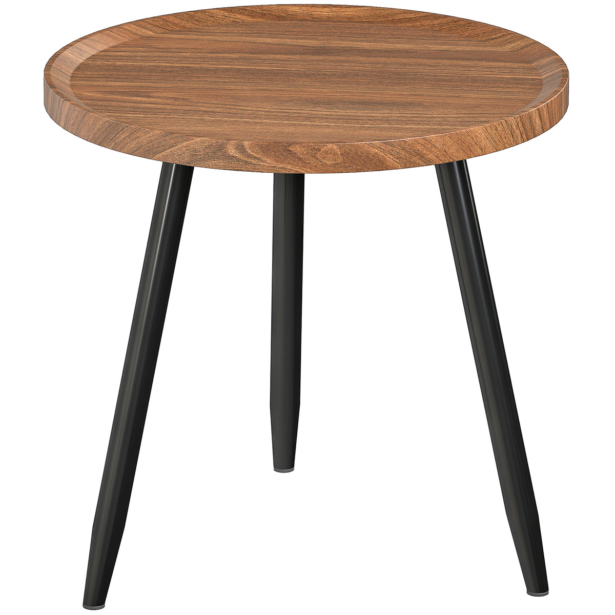 Photo of HOMCOM Modern Round Coffee Table with Steel Frame for Small Space, Sofa Beside, Living Room, Chestnut Wood Effect in Effect colour on a white background