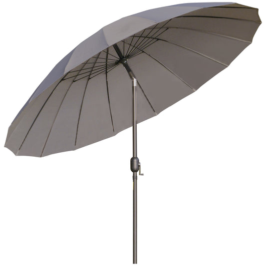Photo of Outsunny 2.5m Shanghai Garden Parasol Umbrella with Crank & Tilt, Adjustable Outdoor Sun Shade, Grey in Grey colour on a white background