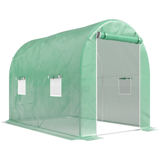 Photo of Outsunny 300 x 195cm Walk-In Tunnel Greenhouse - Green in Green colour on a white background