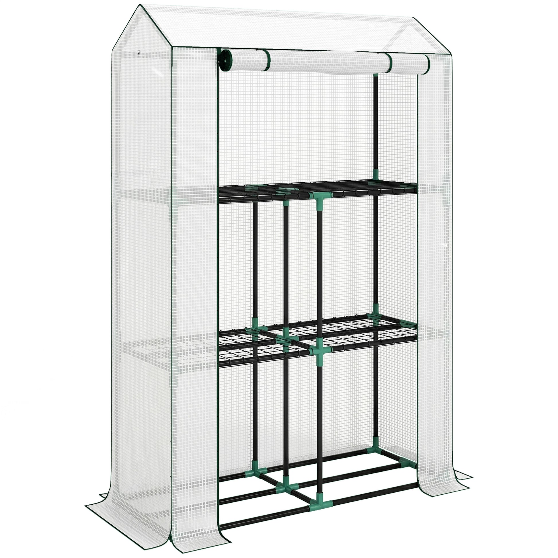 Photo of Outsunny 40 x 100cm Three Shelf Steel Frame Greenhouse - White in White colour on a white background