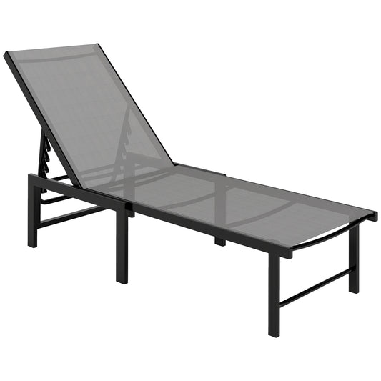 Photo of Outsunny Reclining Sun Lounger - Grey in Grey colour on a white background