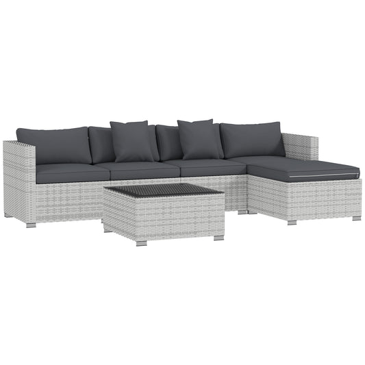 Photo of Outsunny 6 Pieces Rattan Corner Sofa Set - Mixed Grey in Grey colour on a white background