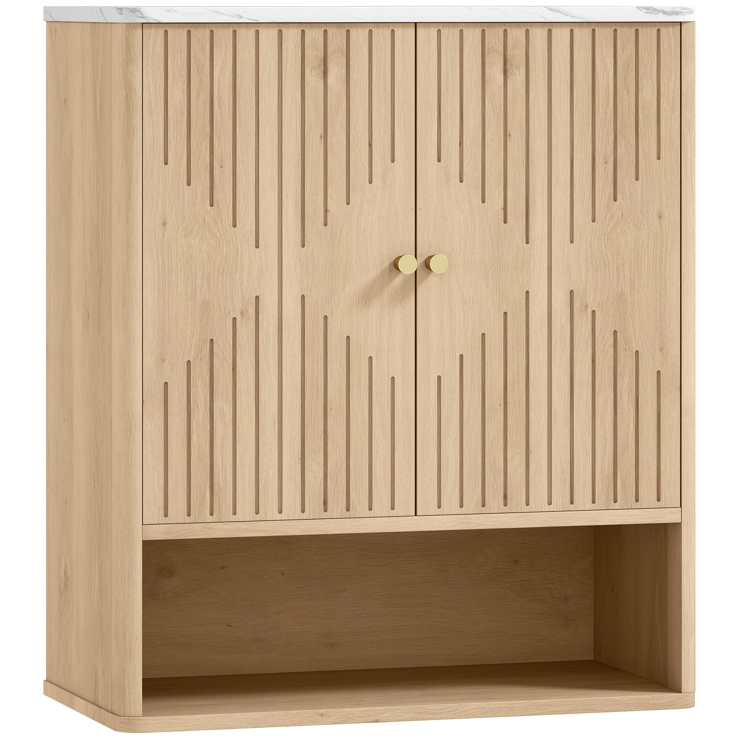 Photo of HOMCOM Bathroom Wall Cabinet with Adjustable Shelf - Oak in Oak colour on a white background