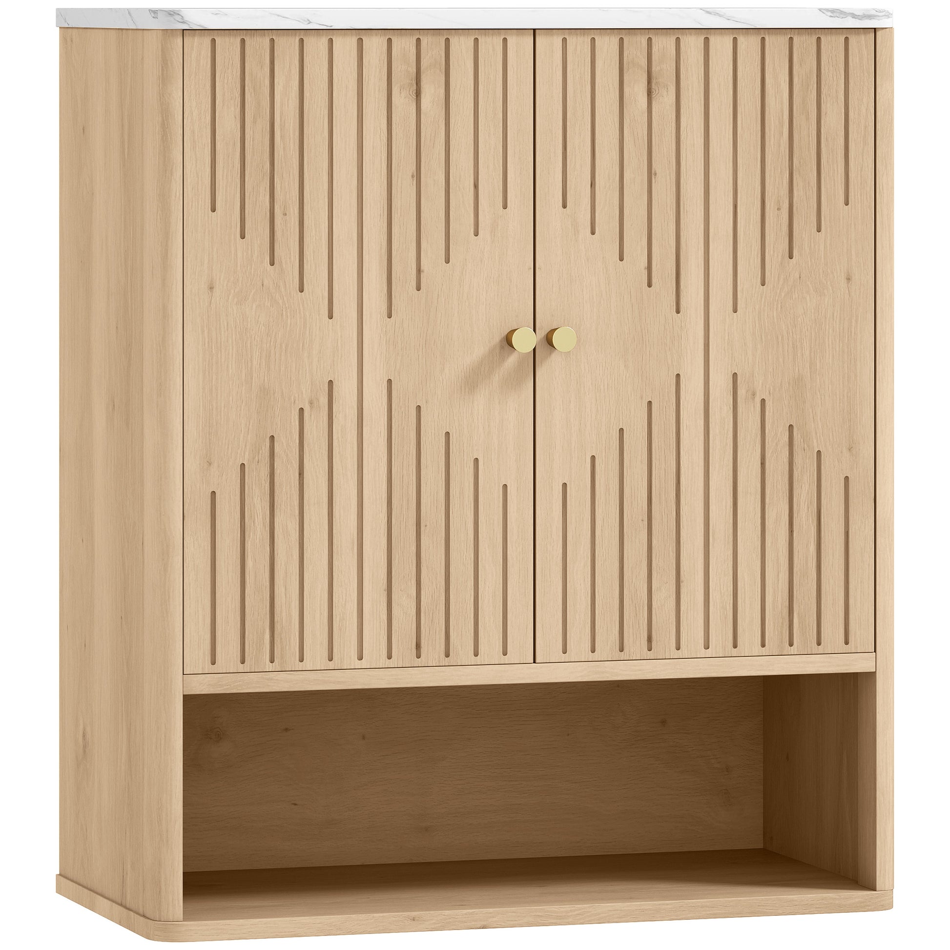 Photo of HOMCOM Bathroom Wall Cabinet with Adjustable Shelf - Oak in Oak colour on a white background