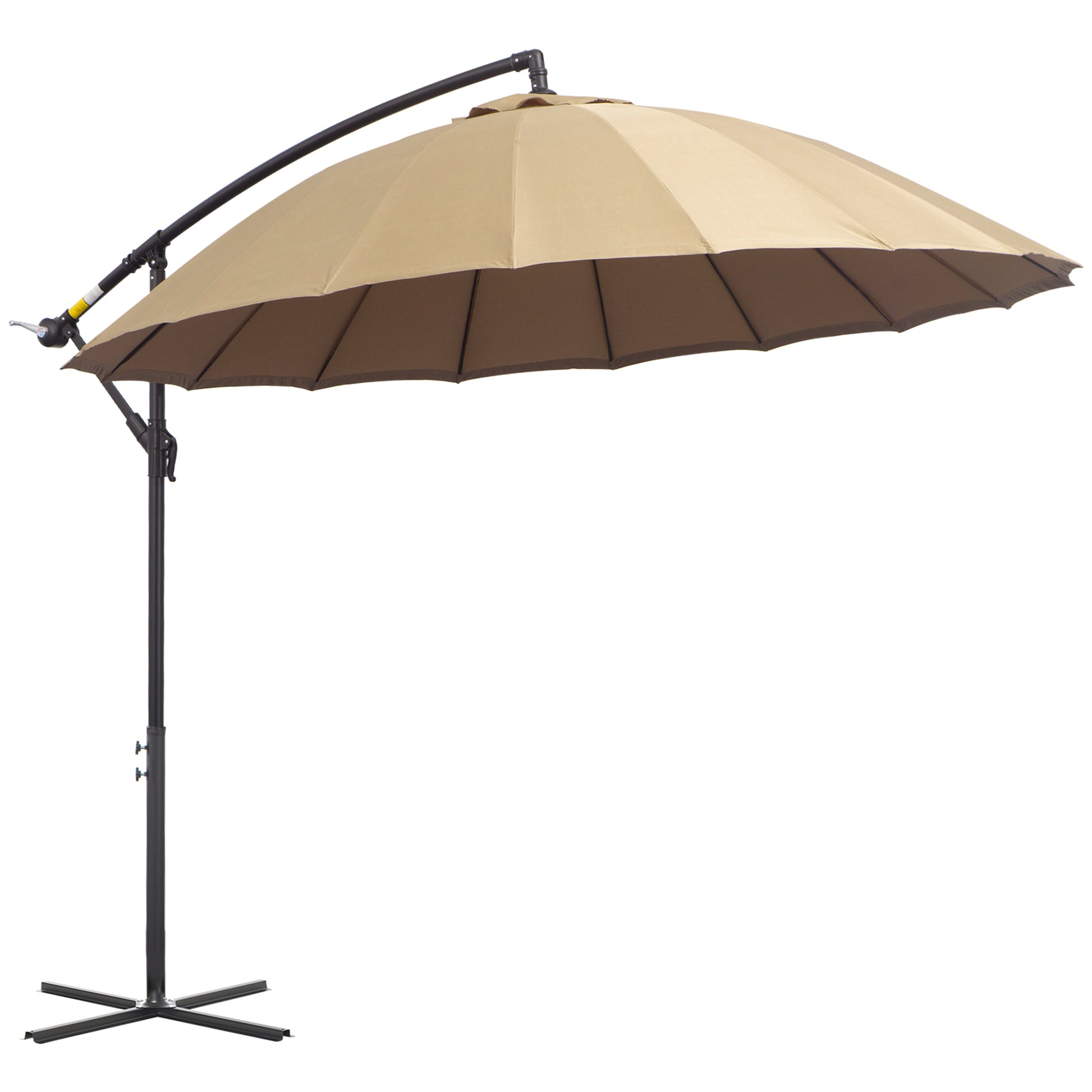 Photo of Outsunny 3(m) Cantilever Umbrella 18 Ribs & Vents Adjustable Angle for Patio Khaki in Khaki colour on a white background