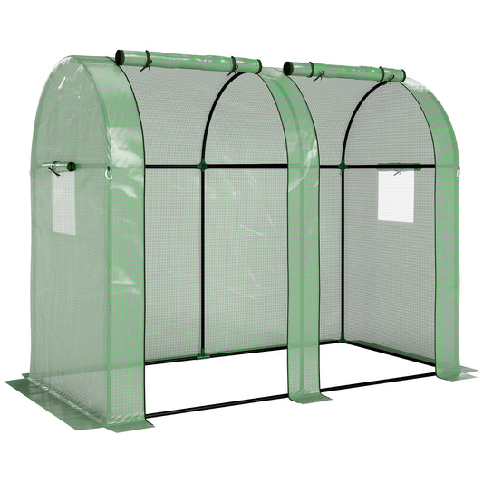 Photo of Outsunny Tomato Greenhouse, Garden Growhouse with 2 Roll-up Doors and 4 Mesh Windows, Portable Indoor Outdoor Green House, 185 x 94 x 150cm, Green in Green colour on a white background